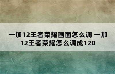 一加12王者荣耀画面怎么调 一加12王者荣耀怎么调成120